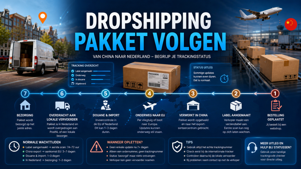 Visual voor dropshipping pakket volgen vanuit China