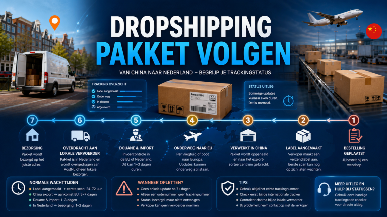 Visual voor dropshipping pakket volgen vanuit China